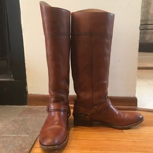 Frye Lindsay Plate Riding Boot - Cognac - Sz 9.5